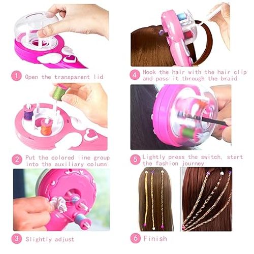 Marbe Electric Ceramic Hair Braider,Hair Styling DIY Convenient Twist Braid Hair Braiding Tool for Girl's Headdress Pink