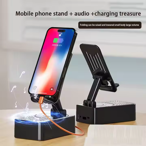 3 in 1 Bluetooth 5.3 Speaker With Cell Phone Holder Stand Charging Portable Adjustable Desktop Live Lazy Phone Tablet Bracket