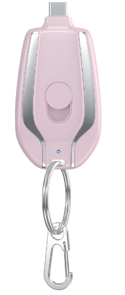 1500mAh Portable Pocket Emergency Mini Charging Keychain Power Bank for USB Type-C and iPhone