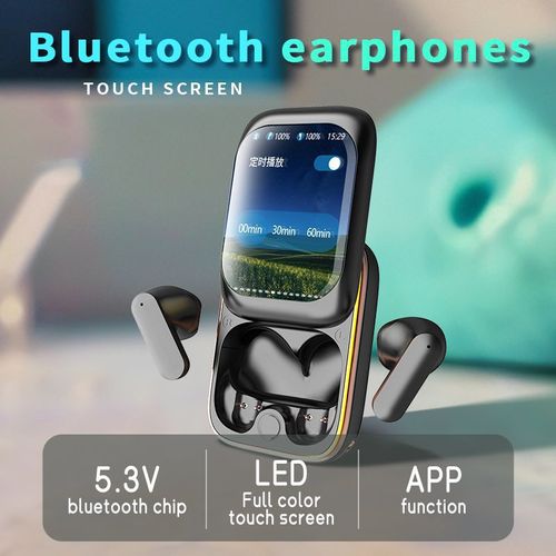 Innovative LCD touch screen dual microphone earphones that can reduce noise, waterproof wireless earphones