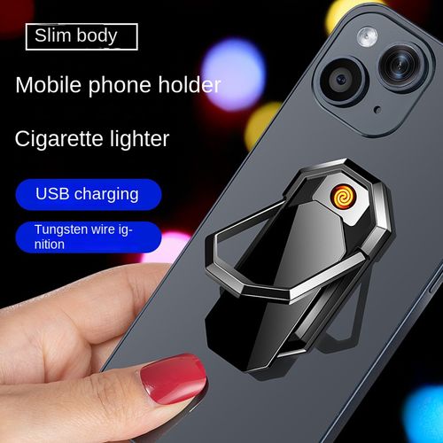 Rechargeable Electric Mobile Phone Lighter, phone Kickstand, Finger Ring Grip