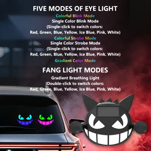 Little Devil's Eye Car Solar Triangle Window Rear Window Atmosphere Light Car Interior Wireless Wireless Charging Decoration