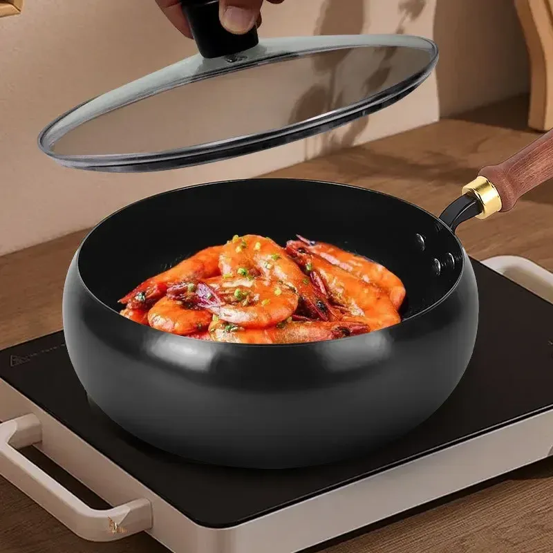 Made in Italy Traditional Iron Wok No Coating Chinese Iron Wok Deep Stir Fry Pan Large Capacity Professional Grade for Chefs