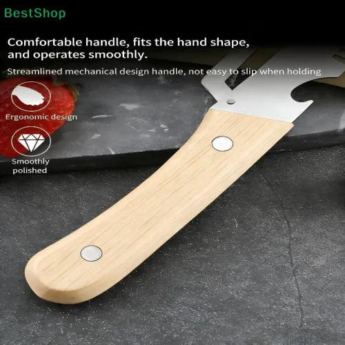 Multifunctional Stainless Steel Peeler with Wooden Handle,3-in-1 Scallion Shredder Fruit Peeler Bottle Opener for Kitchen