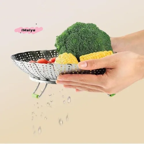 Stainless Steel Lotus Steaming Tray  Folding Food Steamer Basket Mesh Rack for Vegetable Fruit Cooking