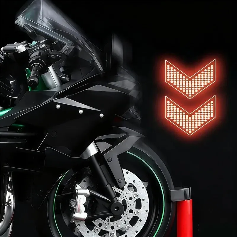 1: 12 Kawasaki H2r Black Sound and Light 32A Motorcycle Model Toy Car