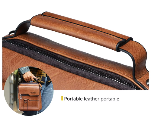 Men's Genuine Leather Crossbody Shoulder Bag