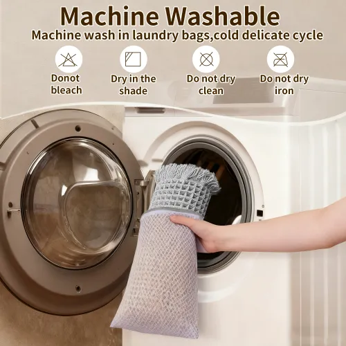 Waffle  Rugs Soft Non Slip Machine Washable Super Absorbent Bath Mats with Tassels for Bathroom Floor Tub Beside Decor