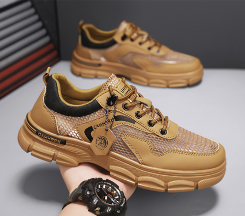 Men's Breathable Low-Top Work-Style Combat Boots for Summer