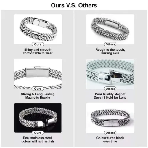 5*10cm Stainless Steel Braided Double Row Front and Rear Fish Scale Alloy Magnetic Buckle Bracelet with Keel Jewelry New Model