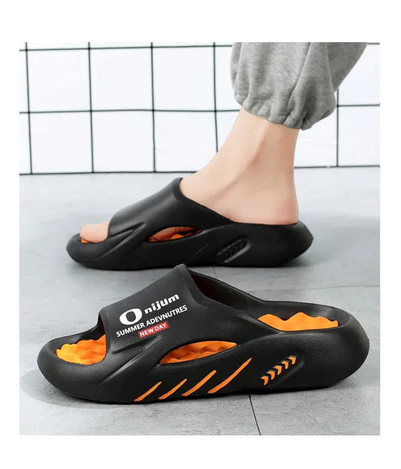 New Men Massage Slippers Slides Indoor Outdoor Sandals Beach Casual Shoes Comfortable Sole Men's Slippers Big