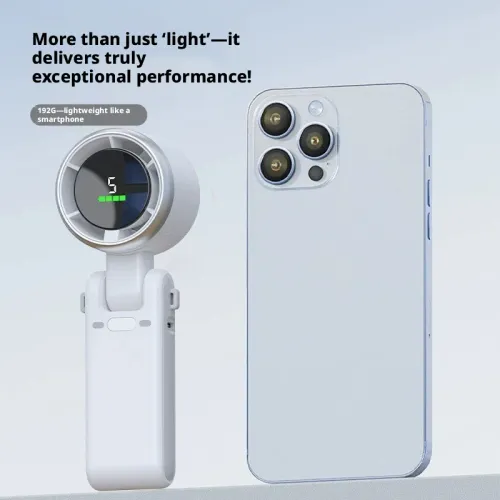 New Portable Electric Fan Creative High-power Display Screen Foldable Handheld Fan USB Rechargeable Hanging Turbo Fan