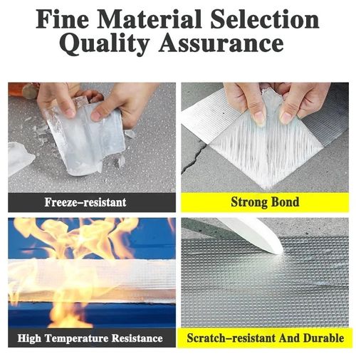 4pcs 3m*50cm Waterproof Tape High Temperature Resistance Aluminum Foil Butyl Tape Fixing Wall Pool