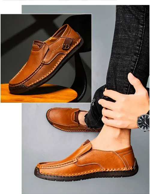 Genuine leather handmade soft-soled casual shoes