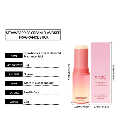 3pcs Strawberry Solid Perfume Stick Lasting Fragrance Gentle Skin Friendly Portable Pocket Solid Balm For Daily Out Dating Women Men