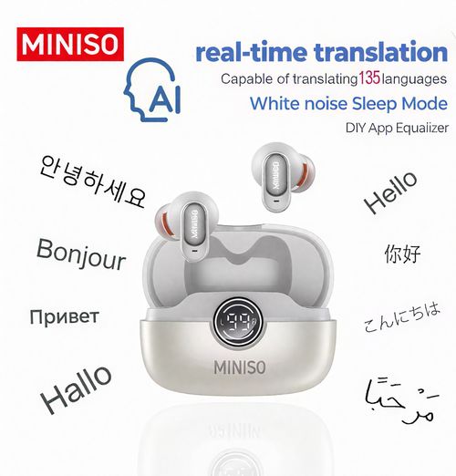 MINISO MS105 TWS Wireless Bluetooth Earbuds AI Translation Earbuds HiFi Stereo Noise Cancelling HD Mic for Travel Business