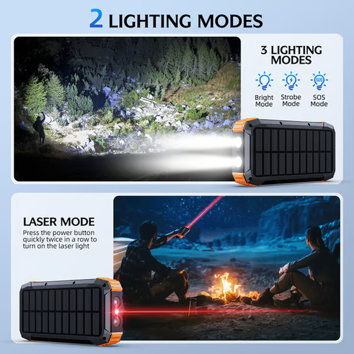 💡 20000mAh Hand-Cranked Magnetic Wireless Charger & Solar Power Bank