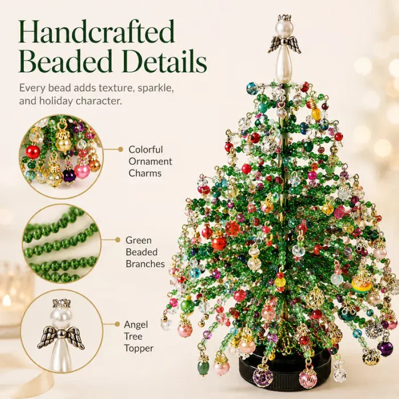 DIY Beaded Christmas Tree Kit Crystal Bead Handmade Bead Christmas Tree Craft Ornaments Christmas Decoration 2026 New Year Gift