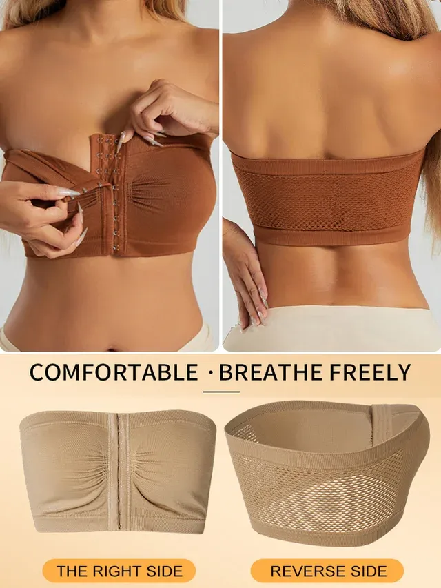 RED Front-fastening bra without cups