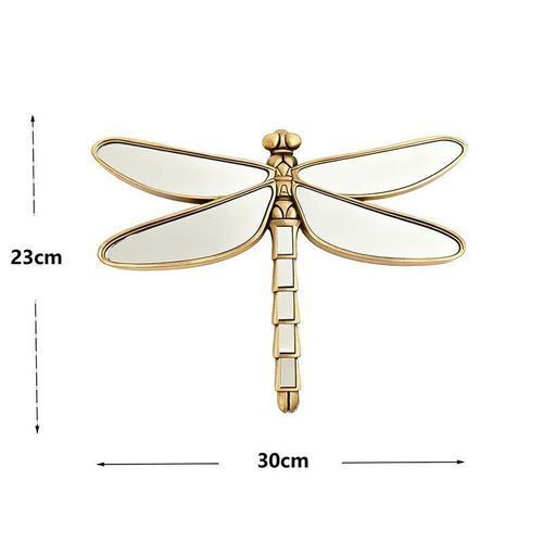 French-Gold-Plated Dragonfly Mirror Wall Hanging. Resin Three-Dimensional