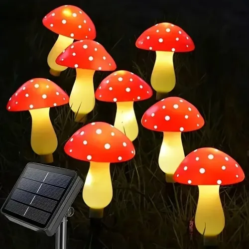 8-12-20LEDS Solar Mushroom Fairy Light Garden Outdoor Decor Waterproof Night Lamp Yard For Christmas Wedding Party Decoration