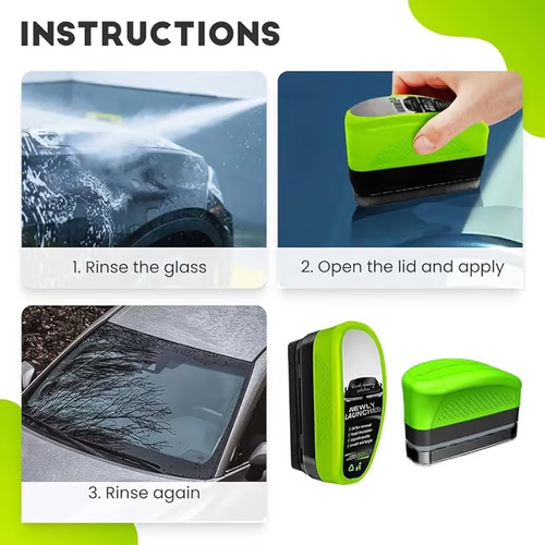 🚗Car Oil Film Cleaner Brush🧹 – Clear Vision Glass Cleaner✨ Removes Grease for Safe Driving!✅