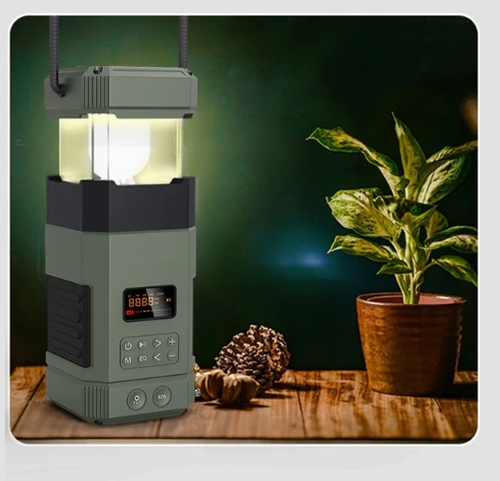 Hand-Powered Camping Emergency Waterproof for Speaker Radio Built-in Digital Display 5000mA Battery 10-30W Output
