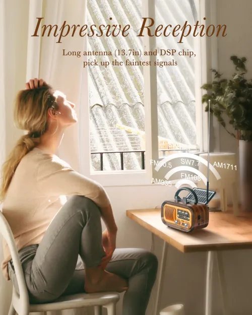 Multi-function Bluetooth speaker Retro Radio FM AM SW Portable Radios Solar panels Rechargeable Shortwave Radio Subwoofer Audio