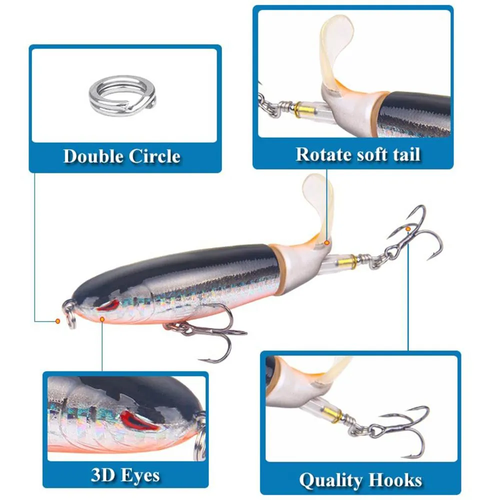 3pcs Whopper Plopper Minnow Fishing Lure 13g Crankbaits Fishing Artificial Hard Bait Wobbler Rotating Tail Fishing Tackle