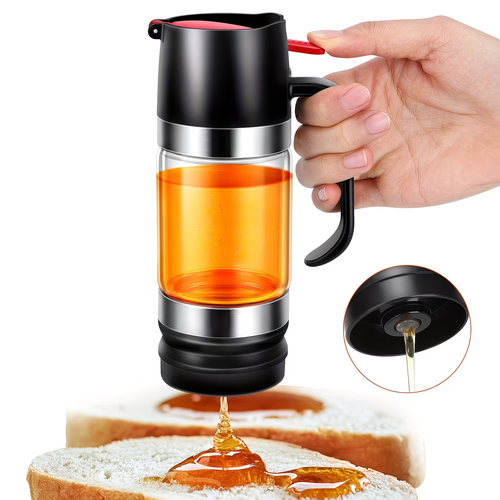 Glass Honey Dispenser, Drip-Proof Honey Jar with Handle