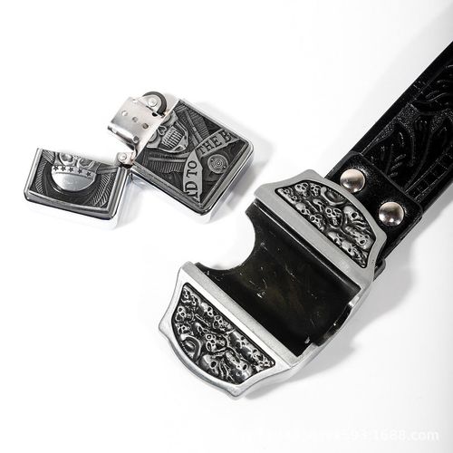 2-in-1 Lighter with Skull Belt 130cm