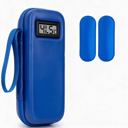 Insulin Cooler Travel Case with Temperature Display-The images show temperatures in Fahrenheit, but the actual product displays temperature in Celsius.