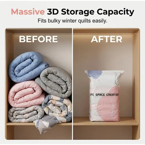 2PC No-pump Vacuum Storage Bags 3D Vacuum Compression Luggage Sealing Bag Clothes Comforters Blankets Large Capacity Storage Bag