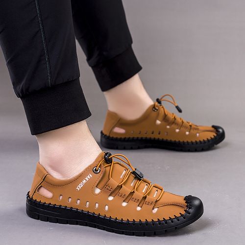 New Summer Men Genuine Leather Sandals Business Casual Shoes Men Outdoor Beach Sandals Roman Men Summer Water Shoes