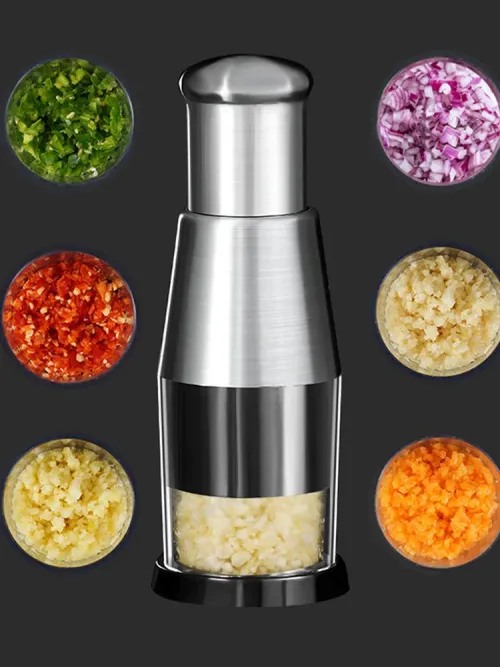 Stainless Steel Manual Hand Chopper Kitchen Tools Vegetable Chopper Mini Garlic Mincer for Garlic Ginger Herbs Nuts