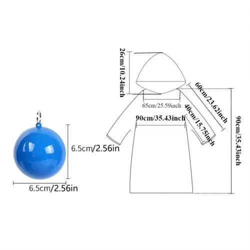 5pcs New Portable Disposable Raincoat Keychain Compression Ball Pocket Ball Outdoor Adult Travel Hangable Poncho Camping Gear