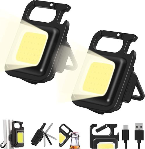 2pcs Emergency Pocket Companion: Mini COB Work Light with 4 Modes