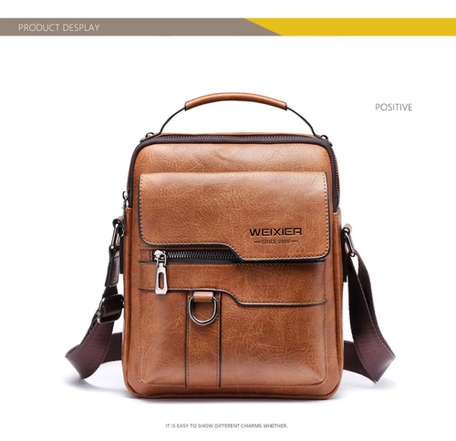 Men's Genuine Leather Crossbody Shoulder Bag