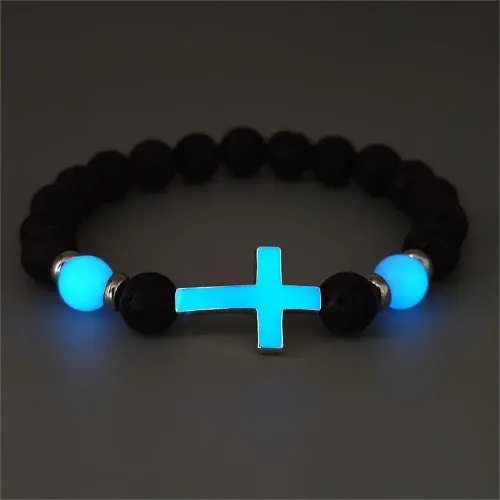 2Pcs Natural Luminous Stone Cross Bracelet