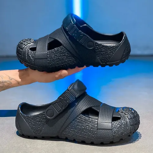 Men's Summer Fashionable Casual Breathable Comfortable Low Cut Slip-On EVA Sandals Foot Covering Slippers Slip-On Shoes