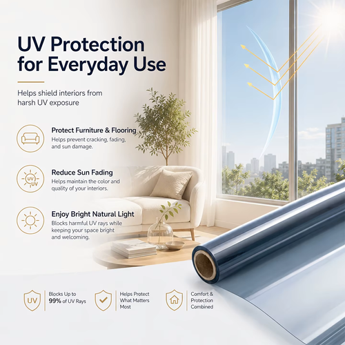 5pcs No Glue Static Cling Window Heat Insulation Film Sun Blocking Cooling Privacy Glass Sticker for Living Room Bedroom Balcony