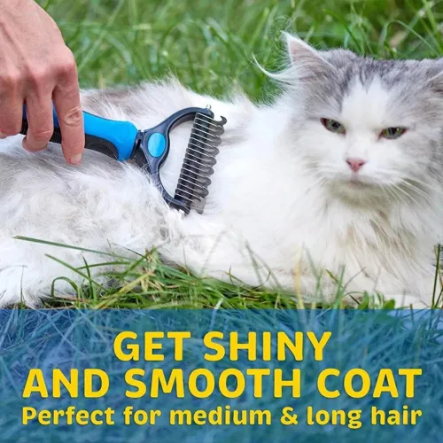 Pet Deshedding Brush Two Sided Pet Grooming Comb Stainless Steel Shedding Pet Comb Professional Hair Removal Brush for Dogs Cats