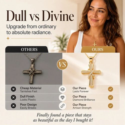 High-end Luxury, Tarnish-Resistant Copper and Zircon Cross Necklace