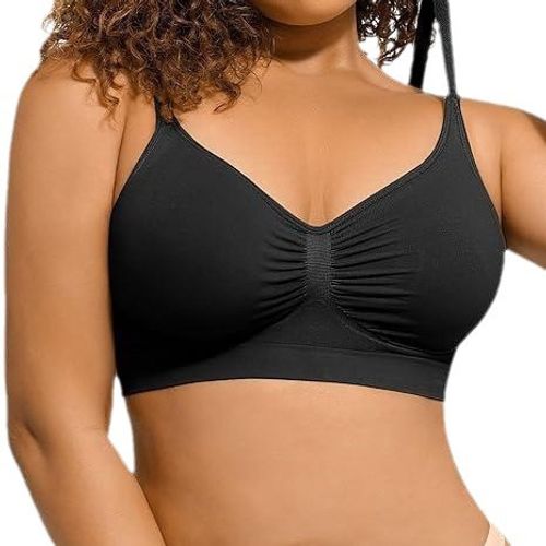 FeelinGirl Women's Wireless Sculpt Bra Comfort Bralettes No Underwire Unlined Cami Bra Seamless Tshirt Bras Sports Bra Bralette Basic Comfortable Fit Womenswear Everyday Up to 44DD
