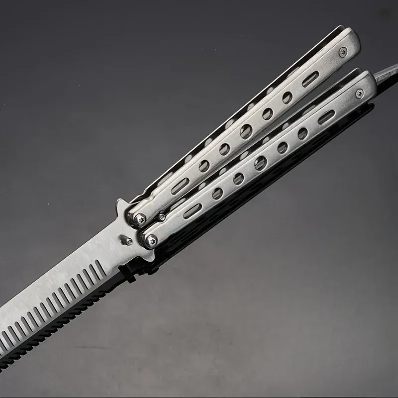 Portable Butterfly Training Knife Foldable CSGO Balisong Trainer Pocket Flail Knife Uncut Blade Butterfly Comb for Training Tool