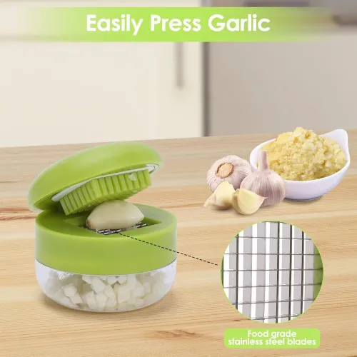 1pc Multifunctional Garlic Press Manual Mincer  ABS and Stainless Steel Garlic Slicer Handheld Ginger Masher with Storage Case