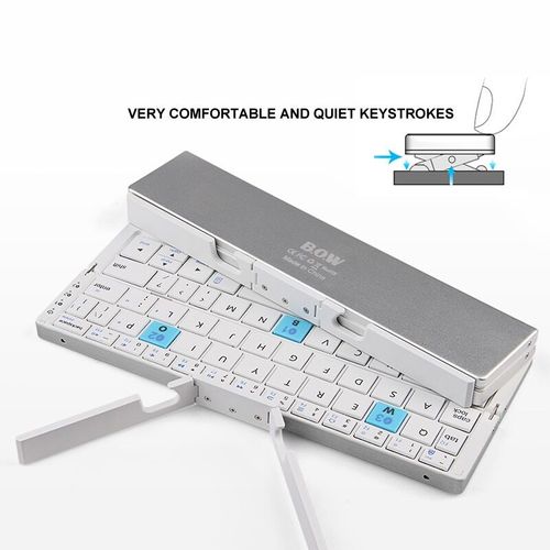 Mini folding 60-key scissor-switch keyboard, portable, rechargeable, silent aluminum alloy casing.