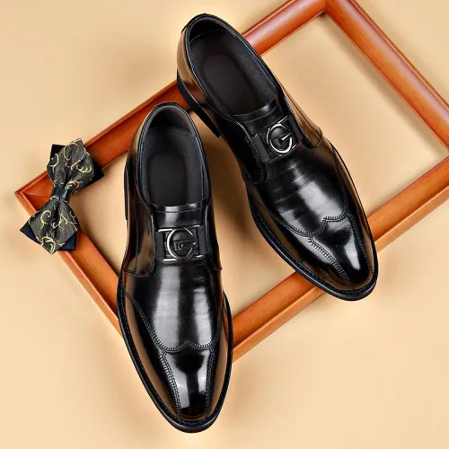 Men's Casual Business Leather Shoes Cover Feet Embroidered Pointed Scalp Shoes Comfortable Wear-resistant Dress Shoes Men