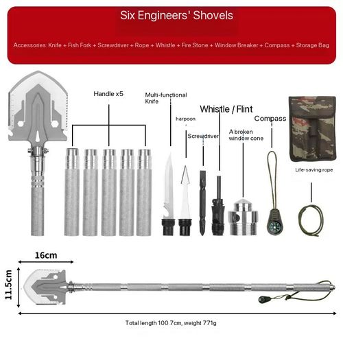 Multifunctional Shovel Folding Military Shovel Self-defense Outdoor Survival Supplies Set Garden Tools Camping Accessories