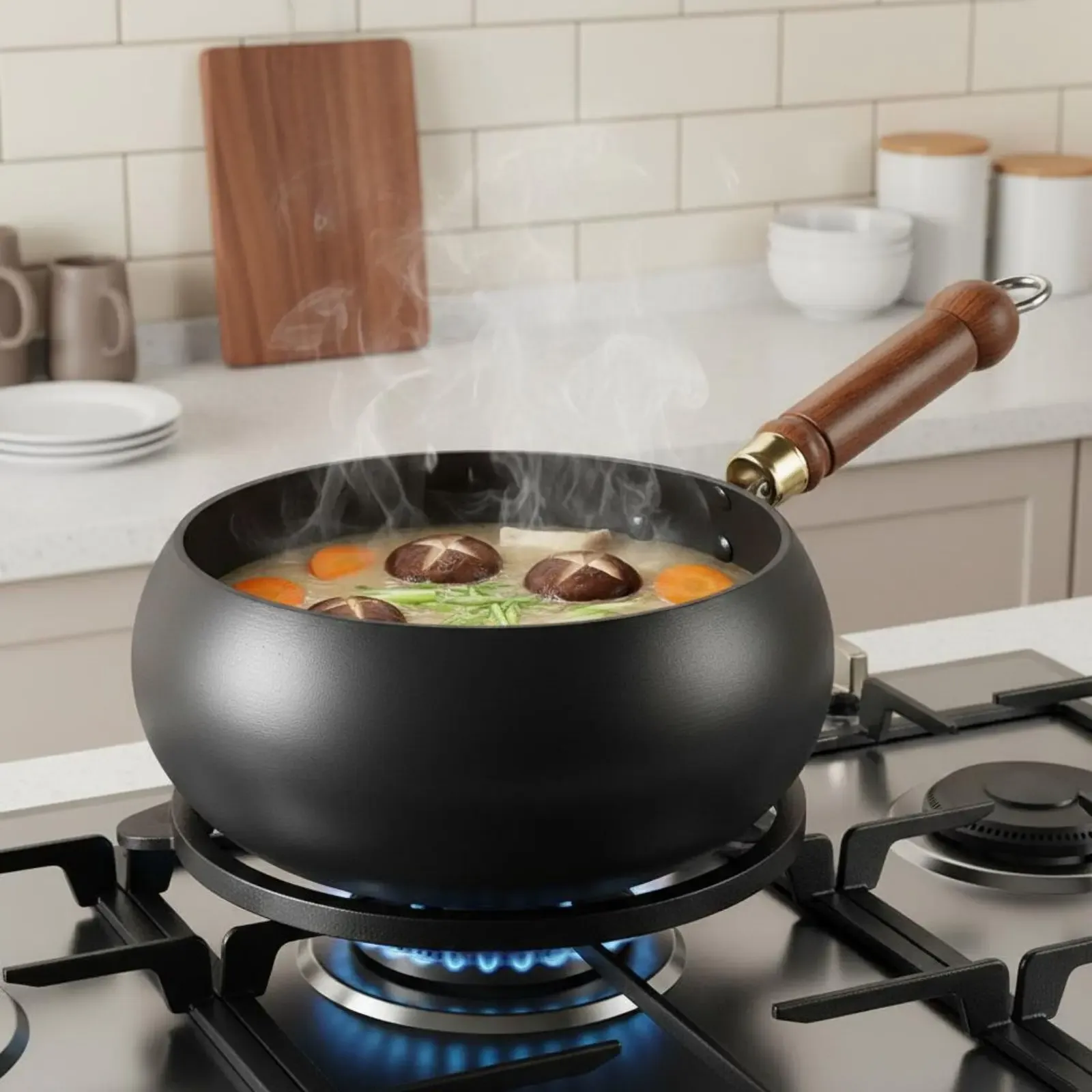 Made in Italy Traditional Iron Wok No Coating Chinese Iron Wok Deep Stir Fry Pan Large Capacity Professional Grade for Chefs